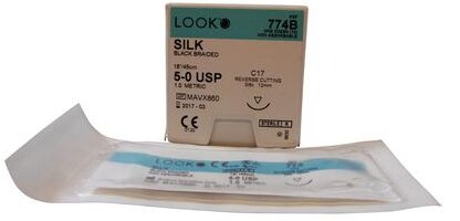 Silk Suture with C17 Needle (RC), Black Braided, 18"/45 cm, # 5-0, 12/Pk, 774B thumbnail 6