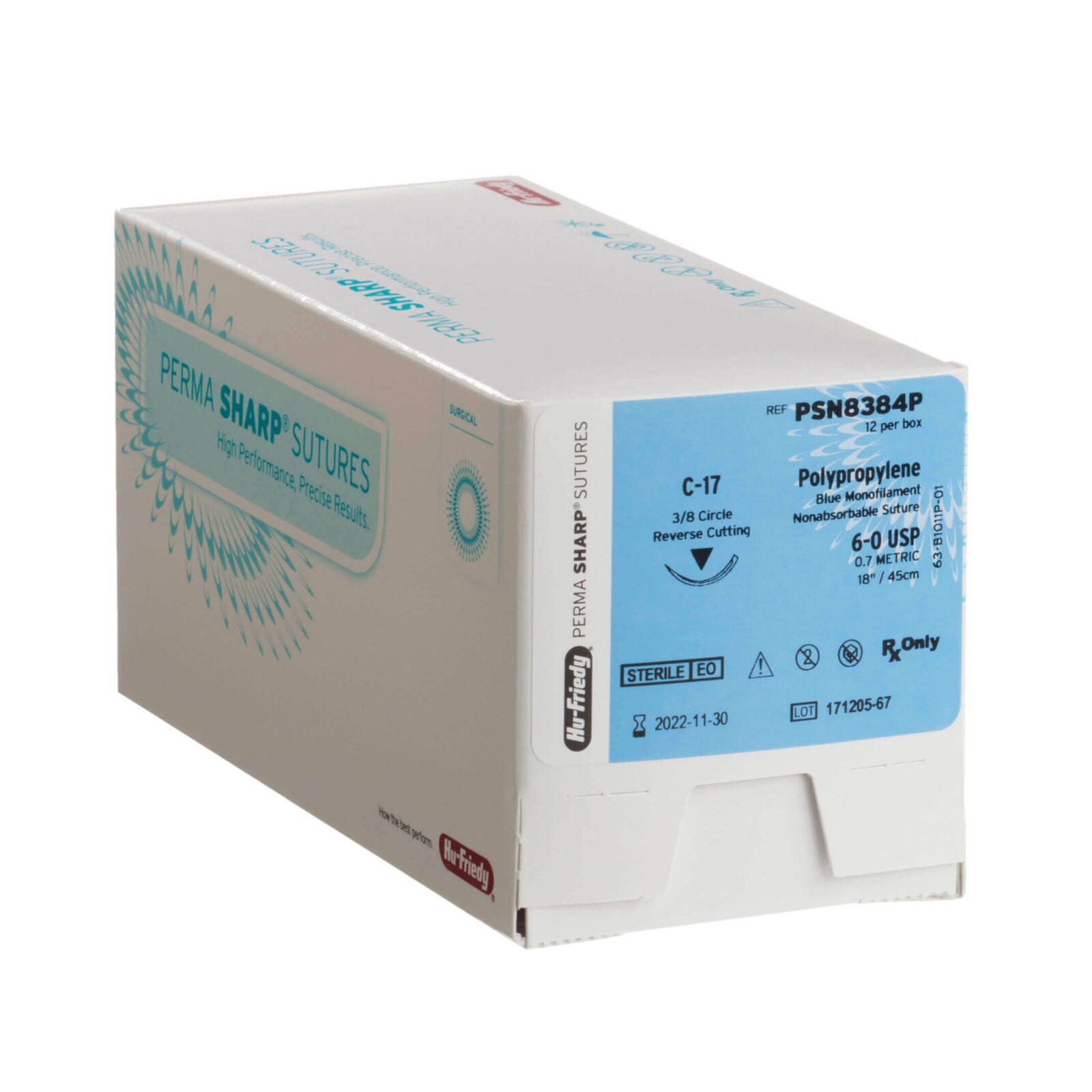 #5-0 Blue Polypropylene Suture 18" C-4 Needle 12.7mm Box of 12 product image