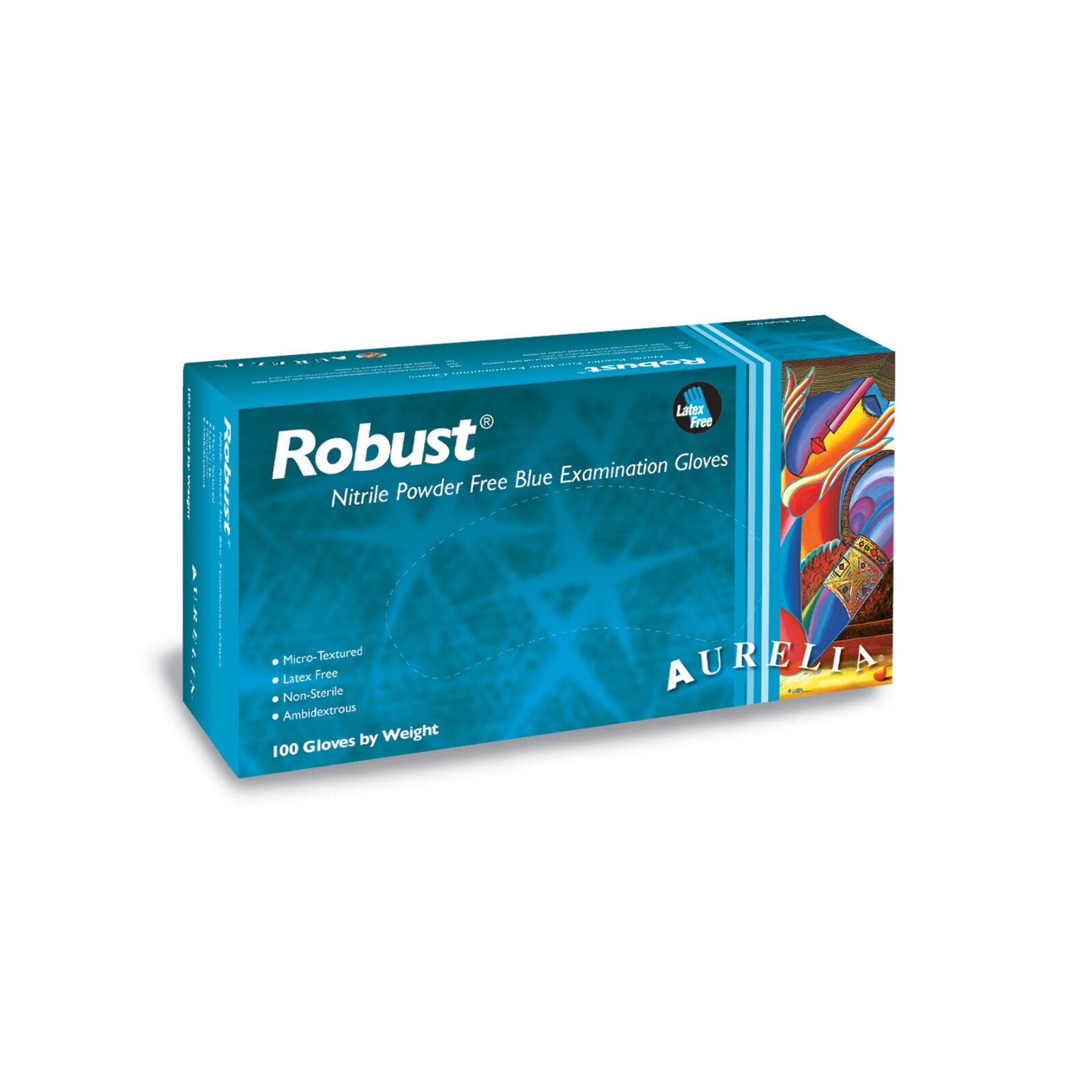 Aurelia Robust Blue Nitrile Gloves Medium 100/Box product image