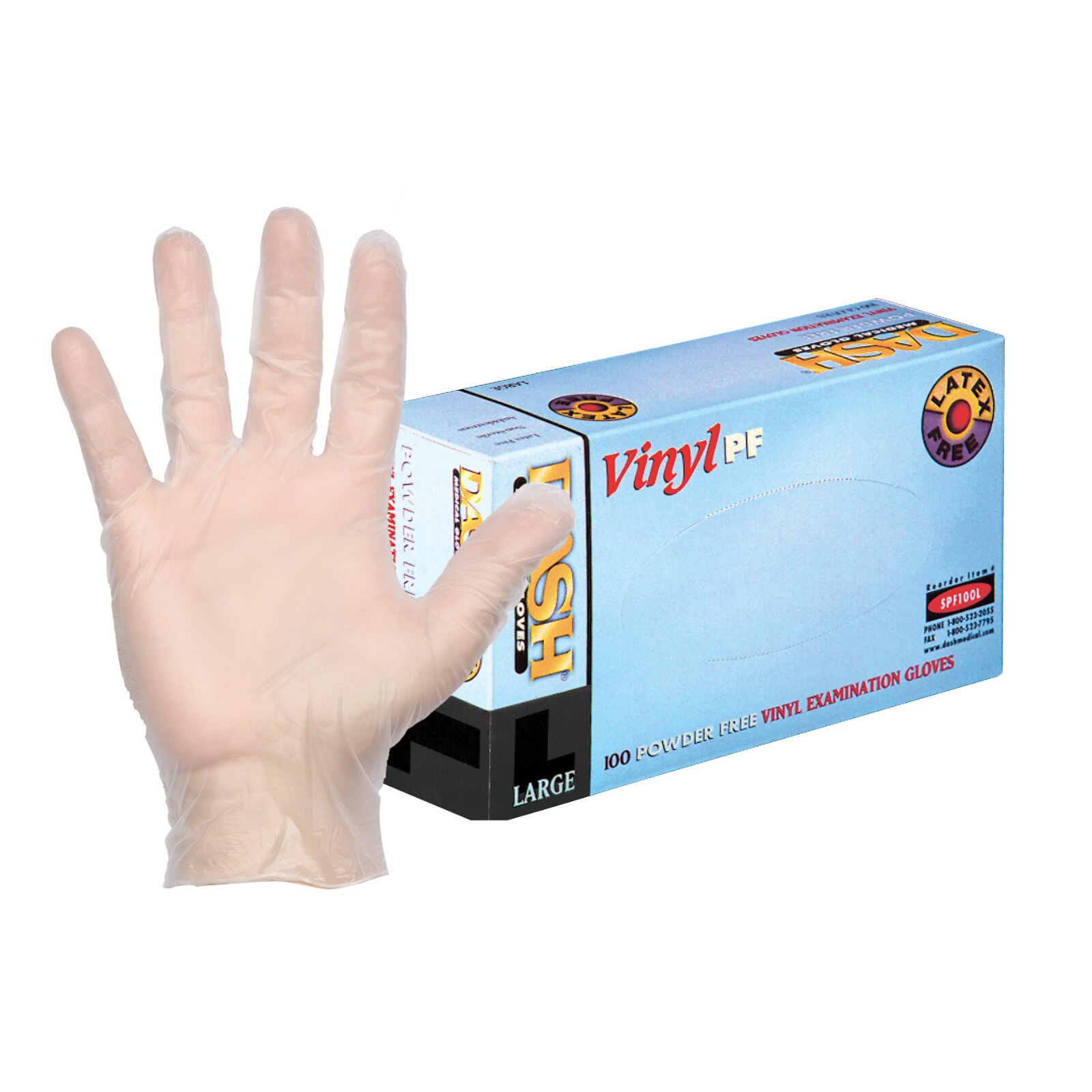 Dash Vinyl Vinyl Exam Gloves X-Large Clear Non-Sterile thumbnail 5