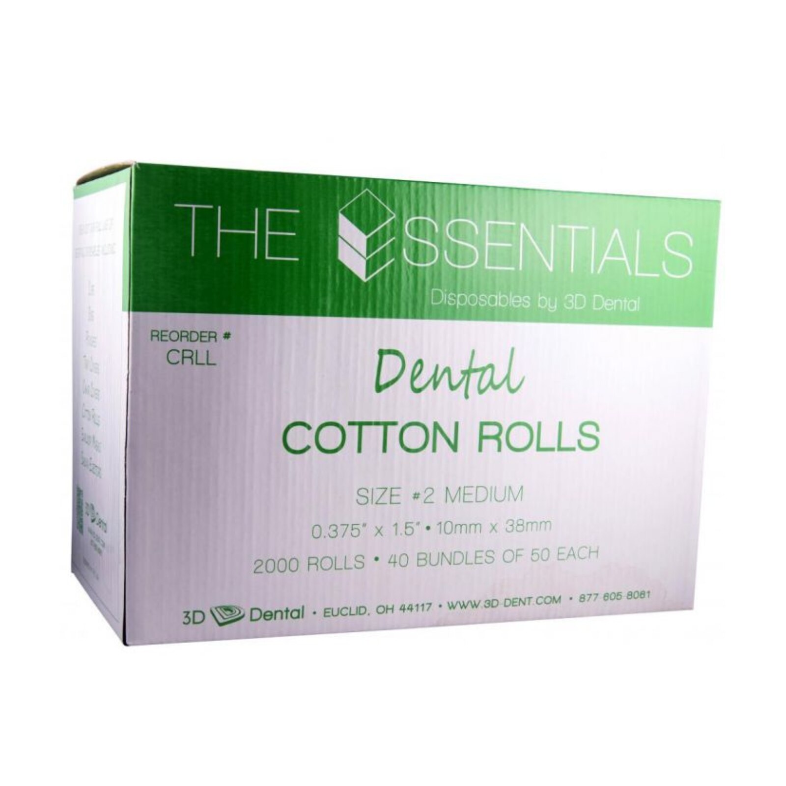 Cotton Rolls, Non-Sterile, # 2, Medium, White, 2000/Pk, CRLL thumbnail 2