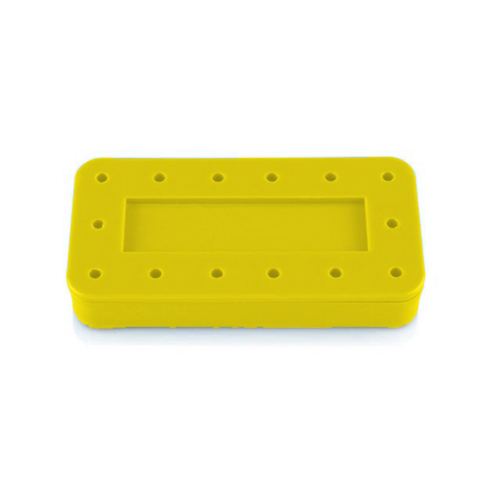 Silicone Magnetic Bur Block 14-Hole Rectangular Neon-Yellow, 400BR2-3N - Silicone Magnetic Bur Block 14-Hole Rectangular Neon-Yellow, 400BR2-3N - Image 1