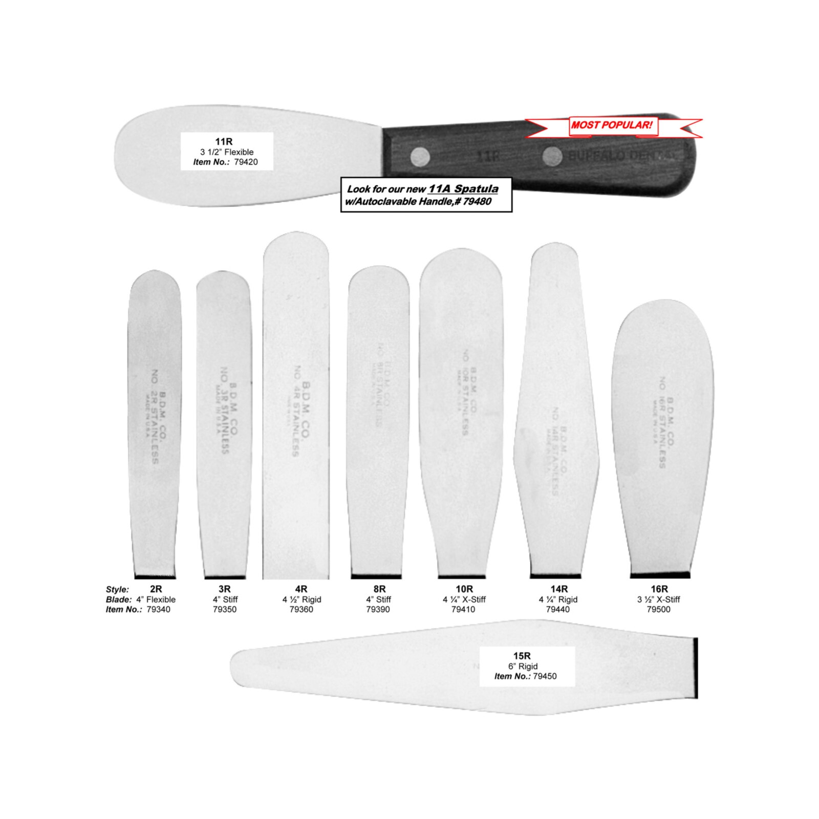 Plaster Spatula 11A 3.5" Flexible Blade Autoclavable product image
