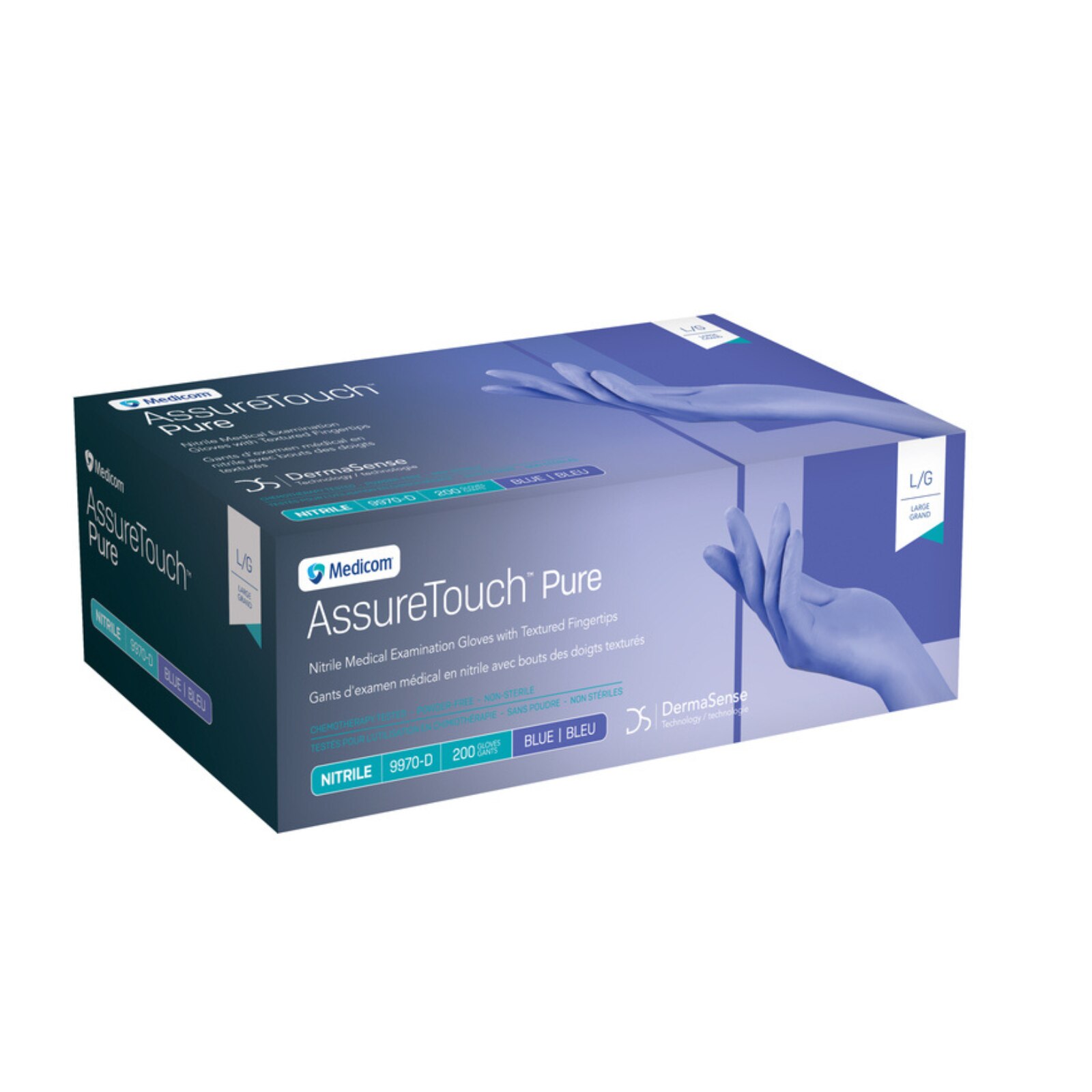 AssureTouch Pure Nitrile Exam Gloves Large Blue Non-Sterile 200/Bx thumbnail 3