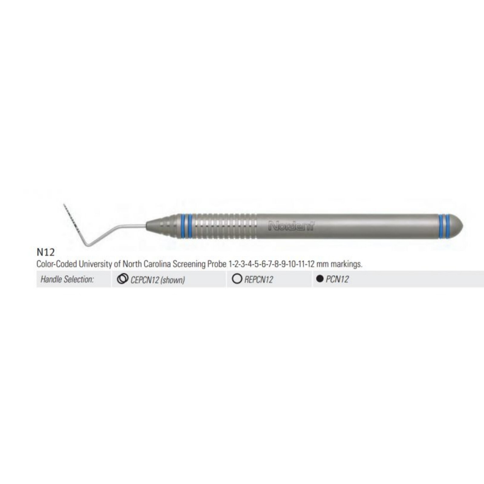 Periodontal Probe Size 12 Double End DuraLite ColorRing U of NC Ea product image