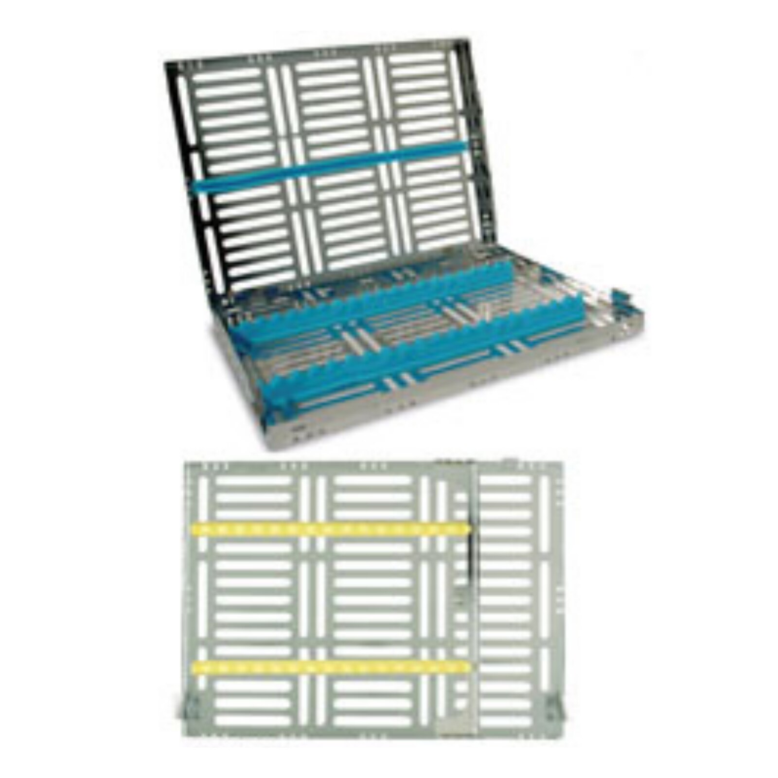 Sterilization Cassette Single Side Large 15 Instruments w/Divider Yellow - Sterilization Cassette Single Side Large 15 Instruments w/Divider Yellow - Image 1