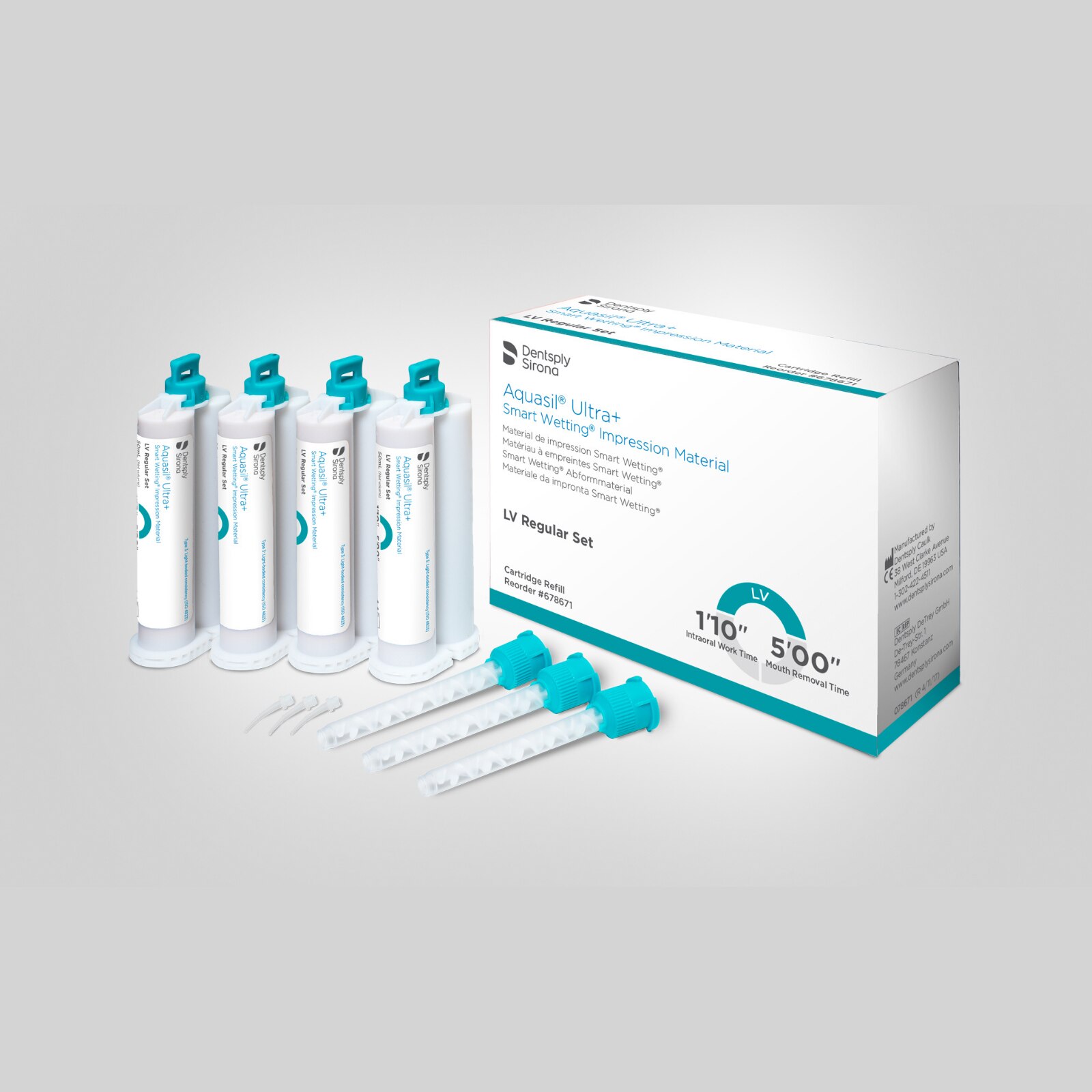 Aquasil Ultra+ VPS Impression Material, Cartridge Refill Pack, Light Body, Regular Set, 50 ml, Mint, Teal, 4/Pk, 678671 thumbnail 10