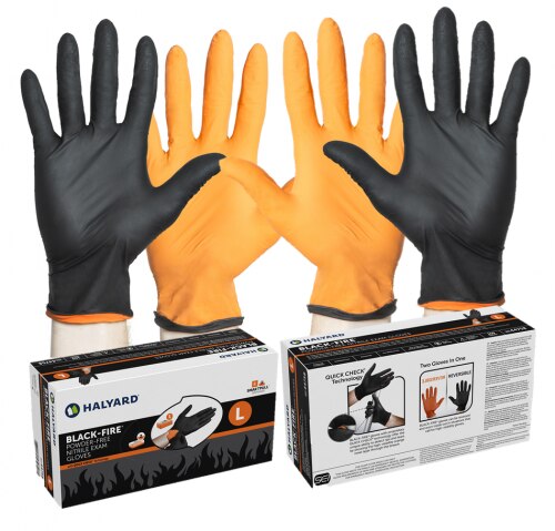 Black-Fire Nitrile Exam Gloves X-Small Black / Orange Non-Sterile 150/Bx product image