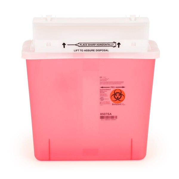SharpStar Sharps Containers, with Counterbalanced Lid, 5 Qt, Transparent Red, 1/Pk, 8507SA thumbnail 9