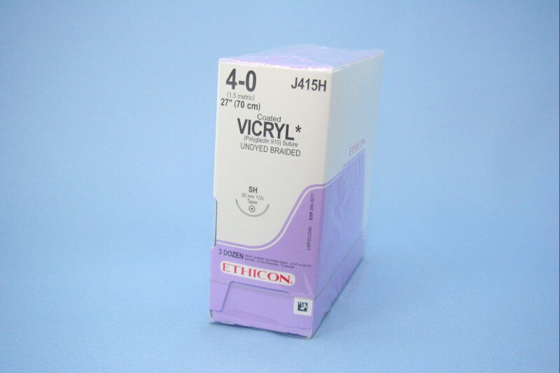 Vicryl Suture 4-0 27" Polyglactin 910 Braid SH Undyed 36/Bx product image