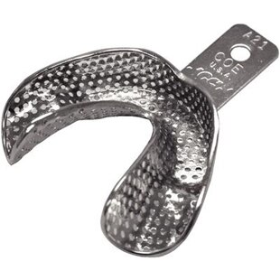 Coe Nickel-Plated Metal Perforated Depressed Anterior Denture Impression Trays, # A21, Lower, 1/Pk, 268211 thumbnail 5