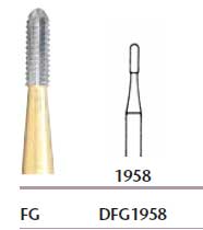 Carbide Metal Cutter Burs, FG, Fine Cross Cut Straight Dome, # 1958, 5/Pk, DFG1958-5 thumbnail 2