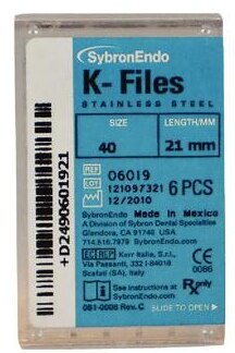 Hand K-File 21 mm Size 40 Stainless Steel Black 6/Bx thumbnail 9