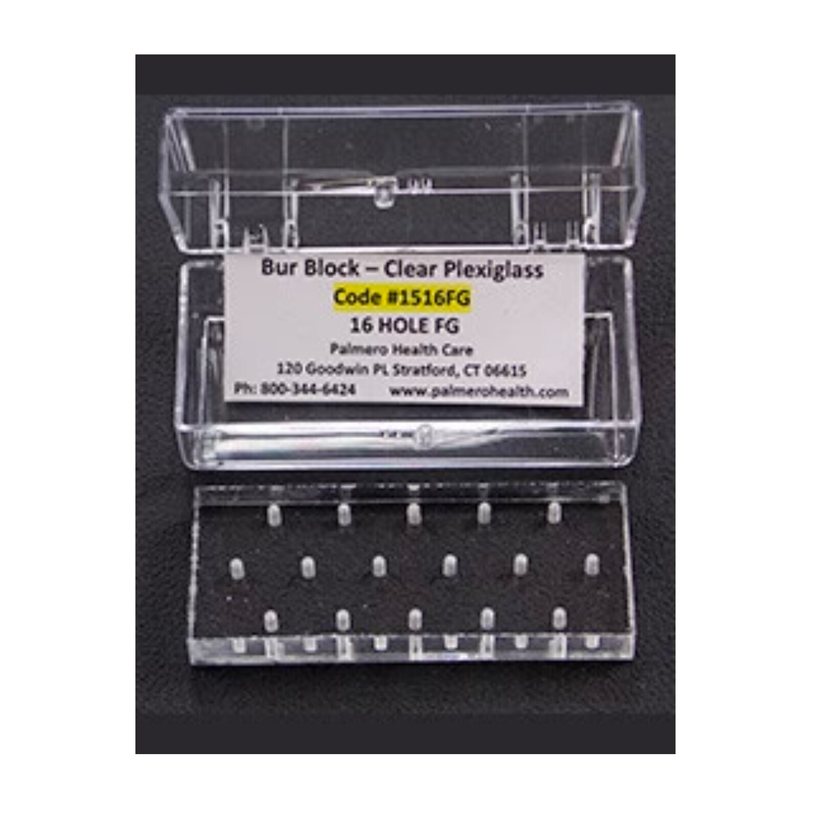 Bur Block 16 Hole FG Clear Plexiglass product image