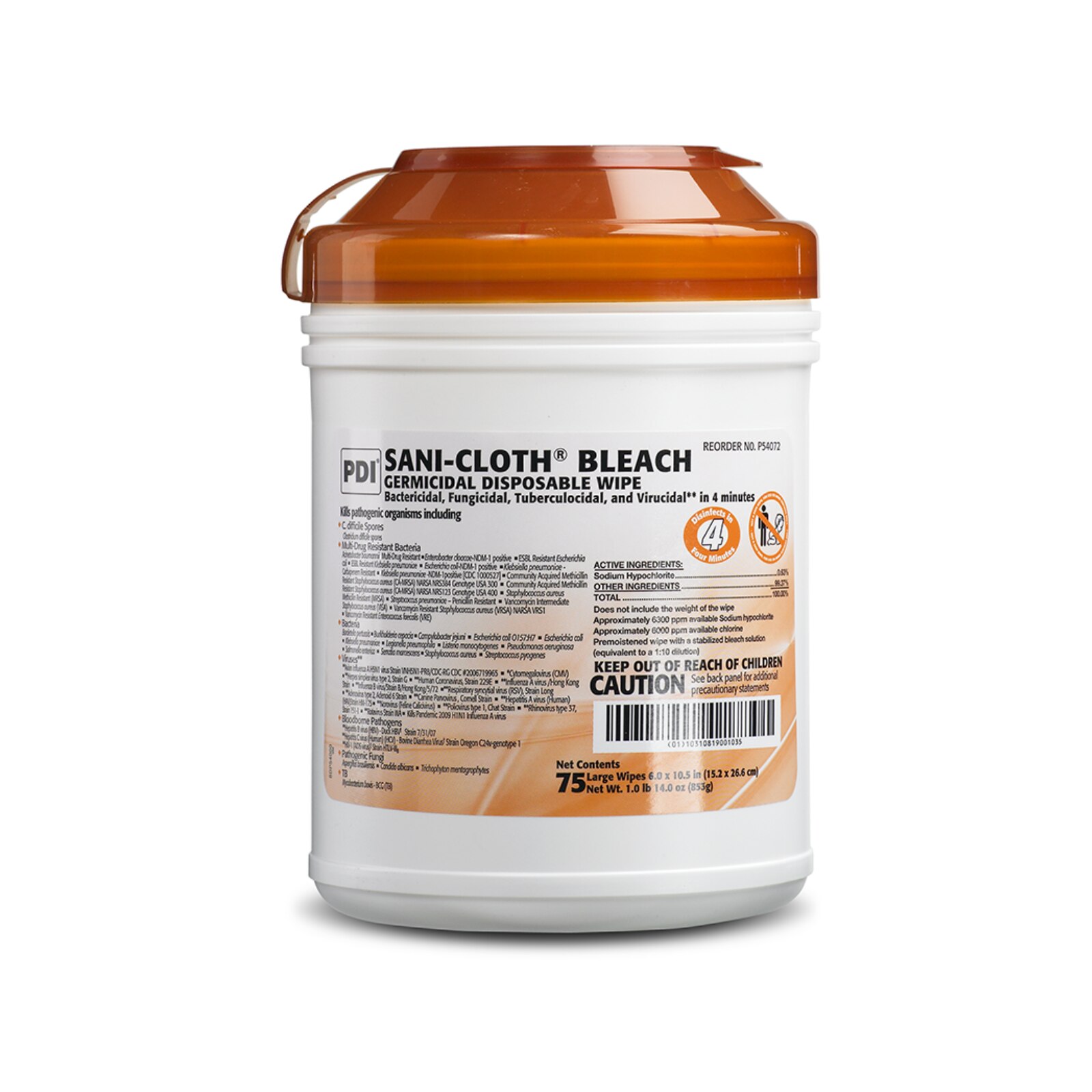 Sani-Cloth Bleach Germicidal Wipes Large Canister 75/Cn thumbnail 2