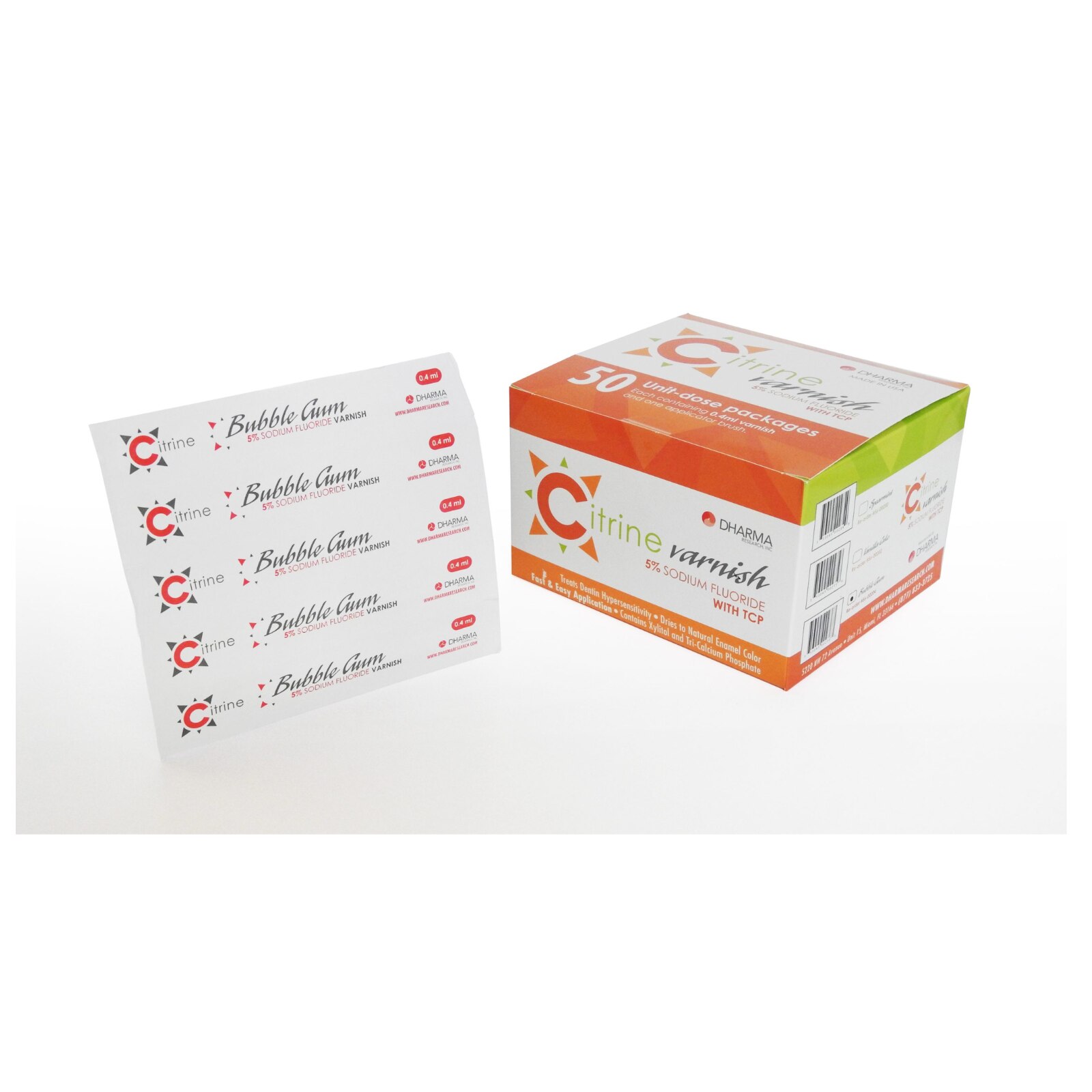 Citrine 5% Fluoride Varnish, Unidose, 0.40 ml, Bubblegum, 50/Pk, 56-00204 product image