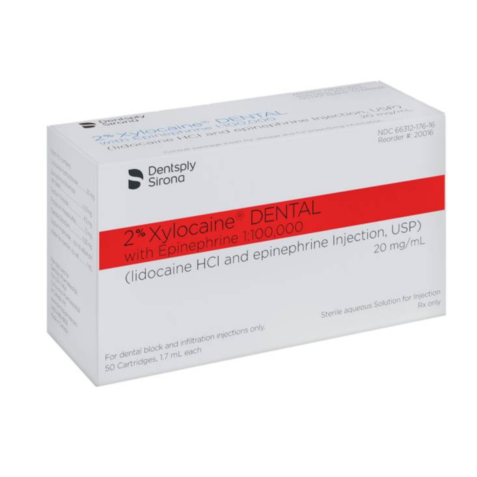 Xylocaine 2% w/EPI 1:100 50/Bx x 20/Cs product image