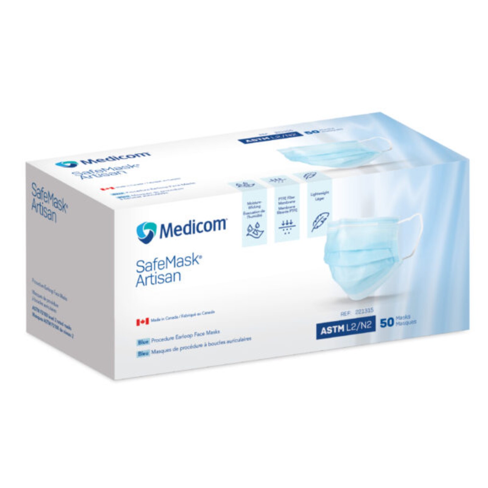 SafeMask Artisan Mask ASTM Level 2 Blue 50/Bx product image