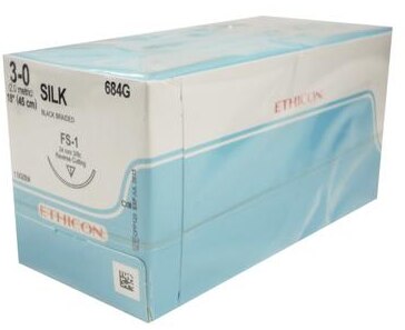 3-0 Braided Silk Sutures with FS-1 Needle, 18", Black, 12/Pk, 684G thumbnail 6