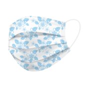 BeeSure Earloop Masks Plumeria Floral Blue 50/Bx ASTM 3