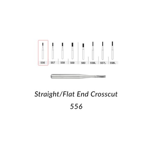 Alpen Operative Surgical Carbide Burs, FG, Straight Cross Cut Fissure, # 556, 0.9 mm, 100/Pk, R100556C thumbnail 9