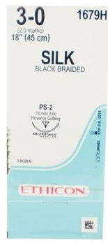 Perma-Hand Suture 3-0 18" Silk Braid PS-2 Black 36/Bx thumbnail 5