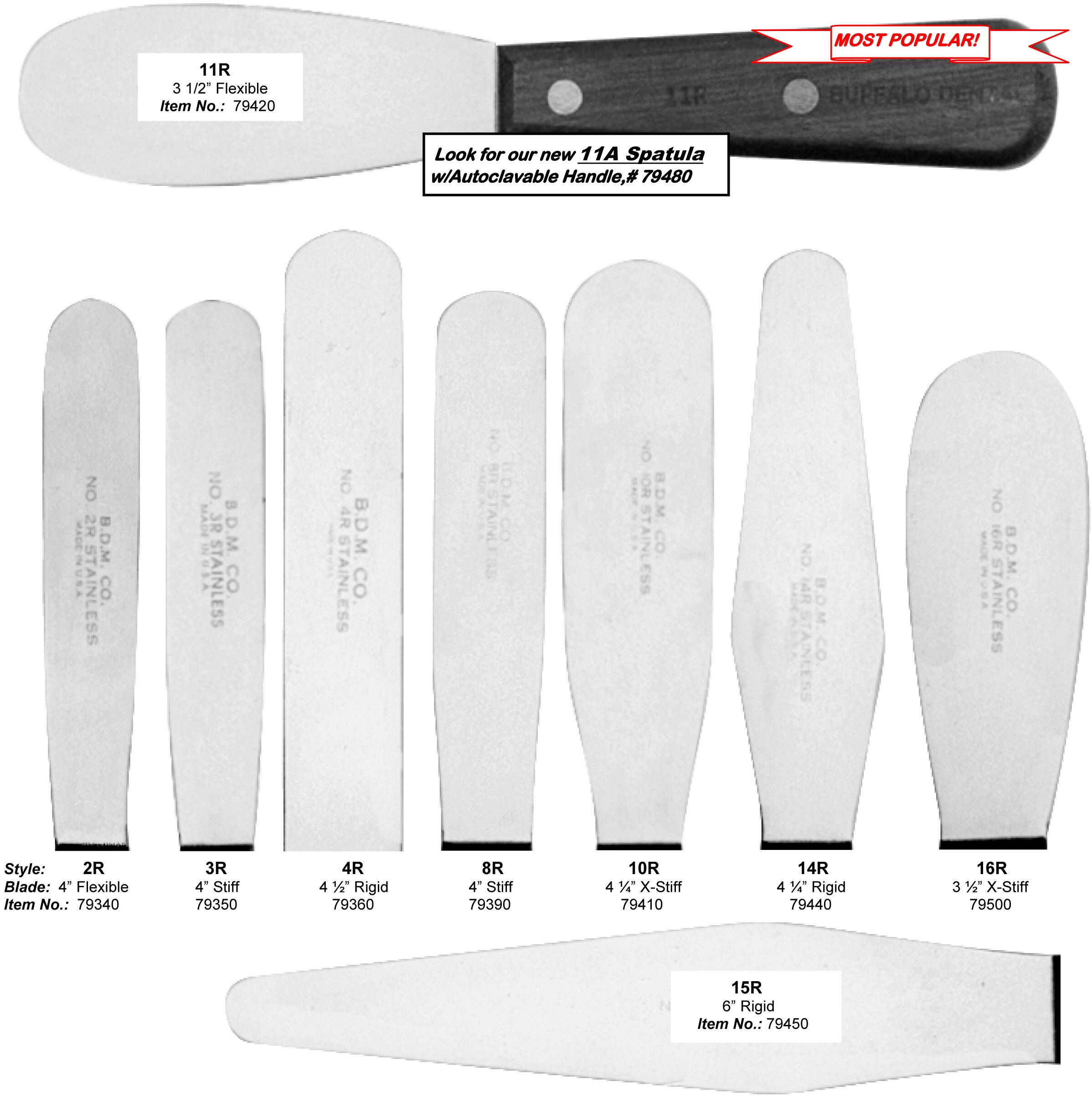 Spatula, Stainless Steel, Extra Stiff Blade, # 16R, 3-1/2", 1/Pk thumbnail 4