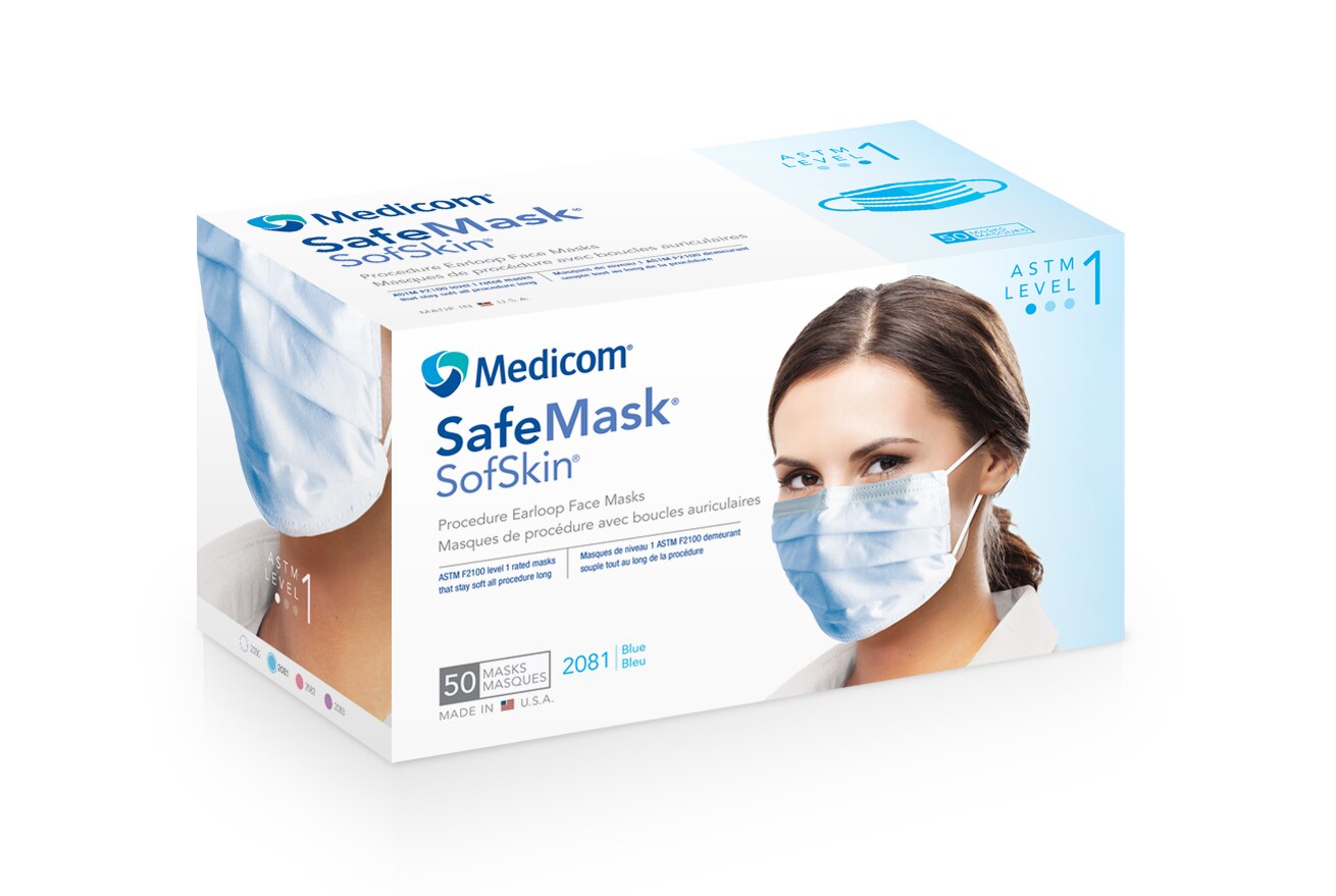 SafeMask SofSkin Procedure Earloop Face Masks, ASTM Level 1, Blue, 50/Box, 2081 thumbnail 10