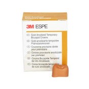 3M Gold Anodized Temporary Bicuspid Crowns, 940530, Lower Left First Bicuspid, Size 0, 5 Crowns