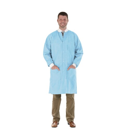 SafeWear High Performance Protective Lab Coat SMS Fabric Small Soft Blue 12/Bg thumbnail 11