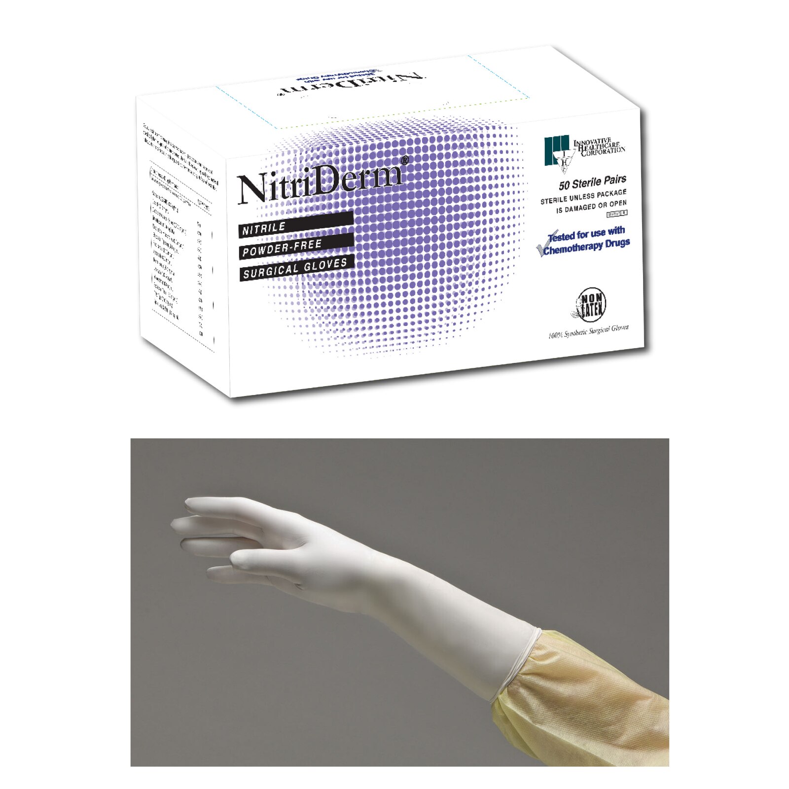 Nitriderm Nitrile Sterile Surgical Gloves 50pr/Bx Size 7.5, 135275 thumbnail 5