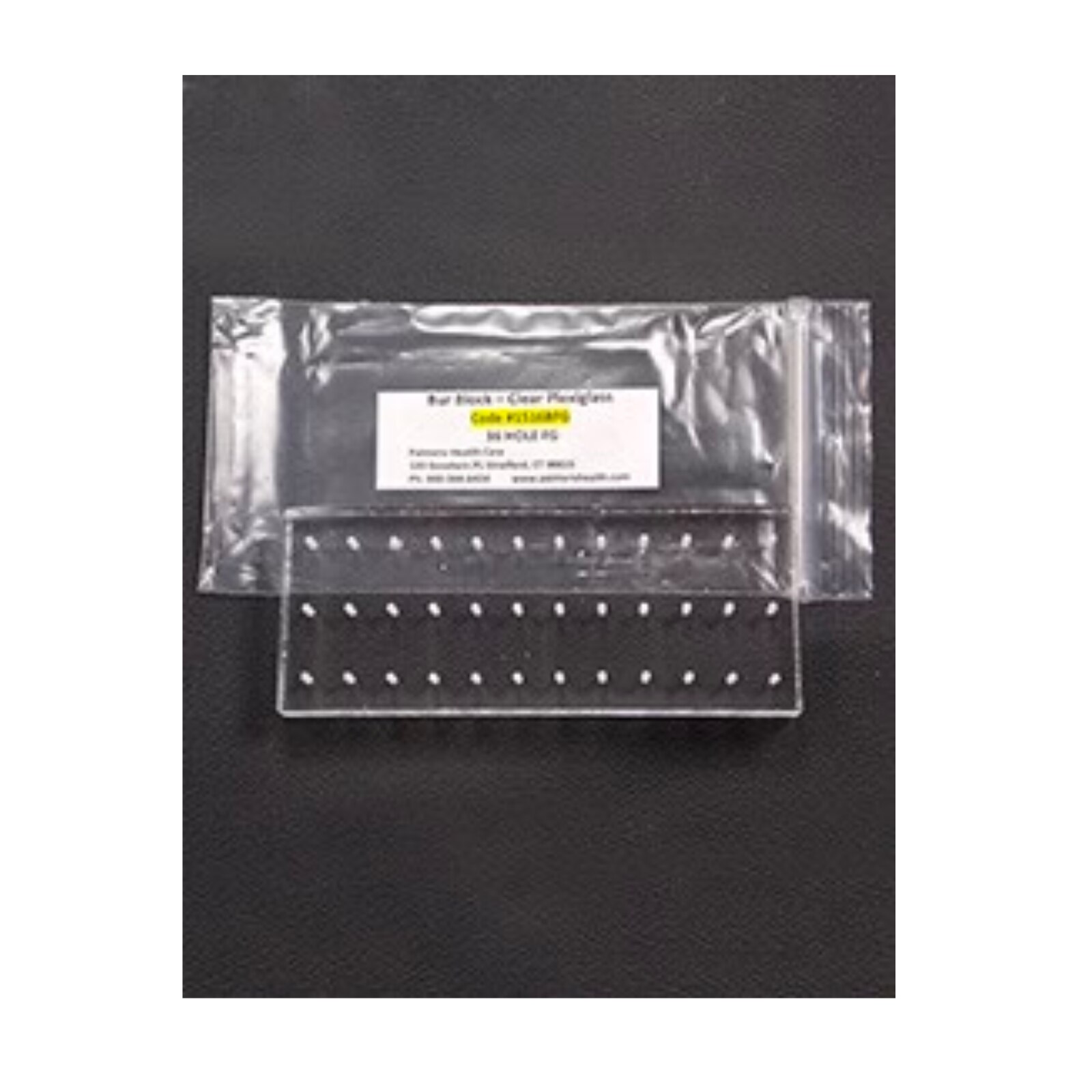 Plexiglass Bur Block, 36-Hole, FG/RA Combo, Clear, 1/Pk, 1516BHALF thumbnail 3