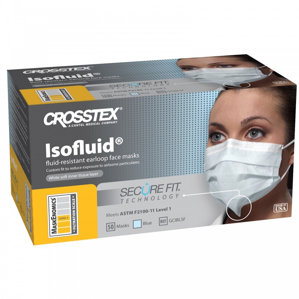 Isofluid SecureFit Earloop Masks, ASTM Level 1, Blue, 50/Pk, CGIBLSF thumbnail 10