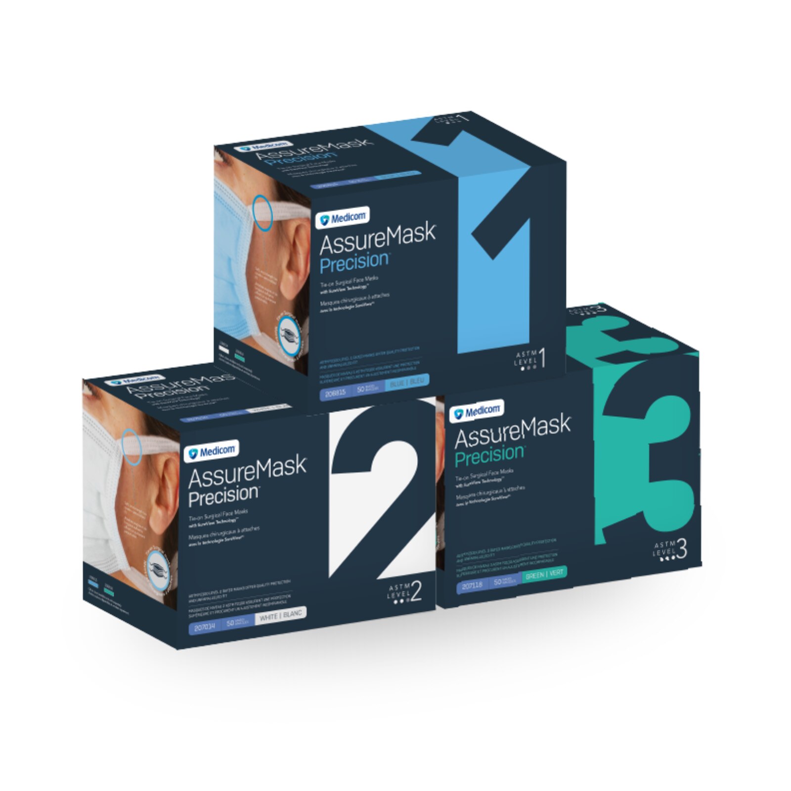 AssureMask Precision Tie-On L3 Mask 50/Pk Green - AssureMask Precision Tie-On L3 Mask 50/Pk Green - Image 1
