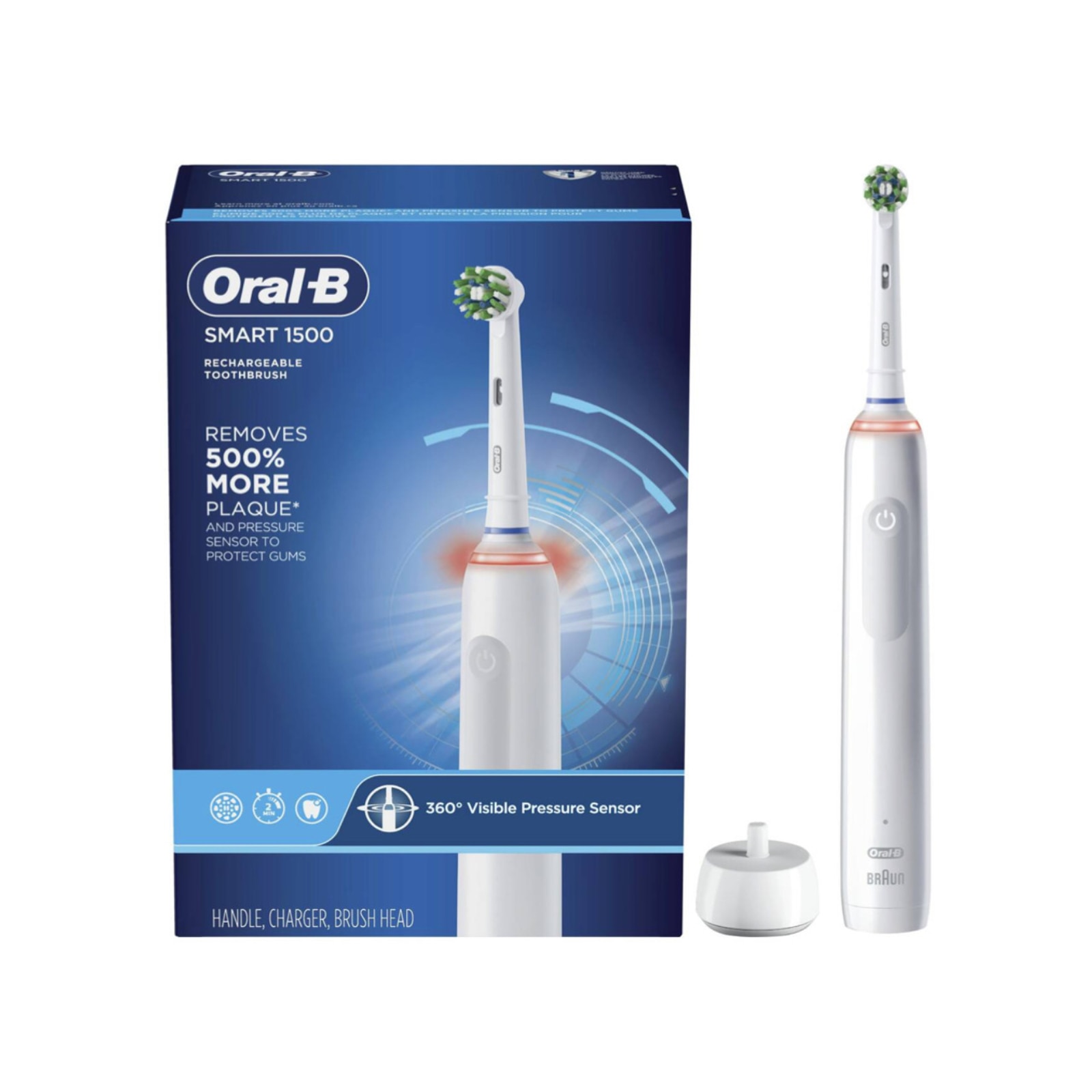 P&G - Smart 1500 Electric Toothbrush, White Handle. Includes handle, charger, (1) CrossAction brush head. 3/cs thumbnail 2