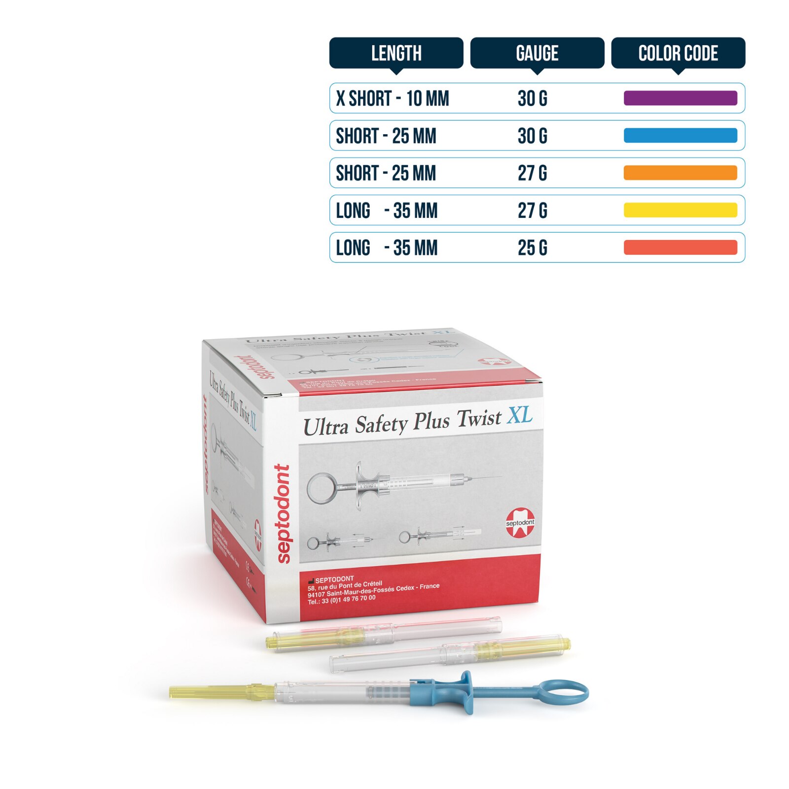 Ultra Safety Plus Twist XL 30G Short 100/Box Blue product image