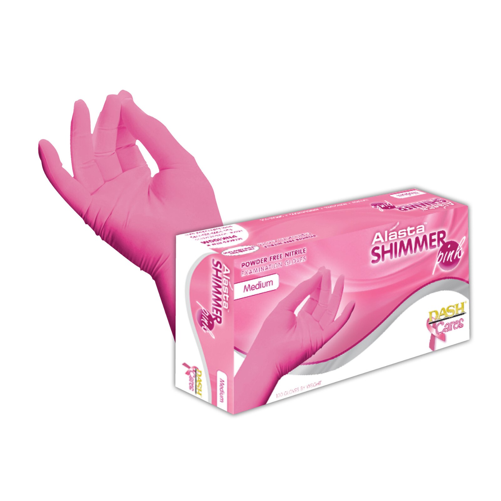 Alasta Shimmer Nitrile Exam Gloves Small Pink Non-Sterile product image