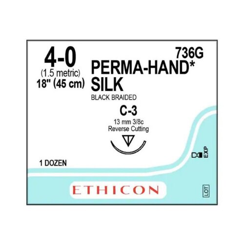4-0 Braided Silk Sutures with C-3 Needle, 18", Black, 12/Pk, 736G thumbnail 10