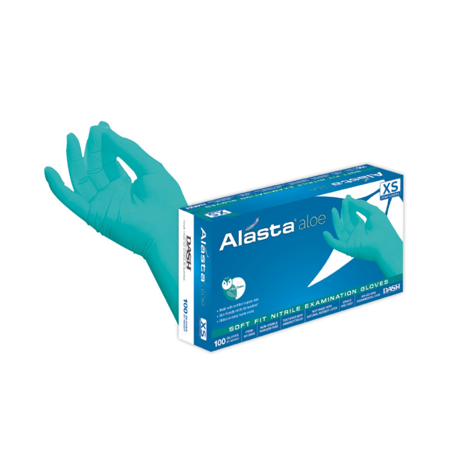Alasta Aloe Nitrile Exam Gloves Medium Green Non-Sterile thumbnail 10