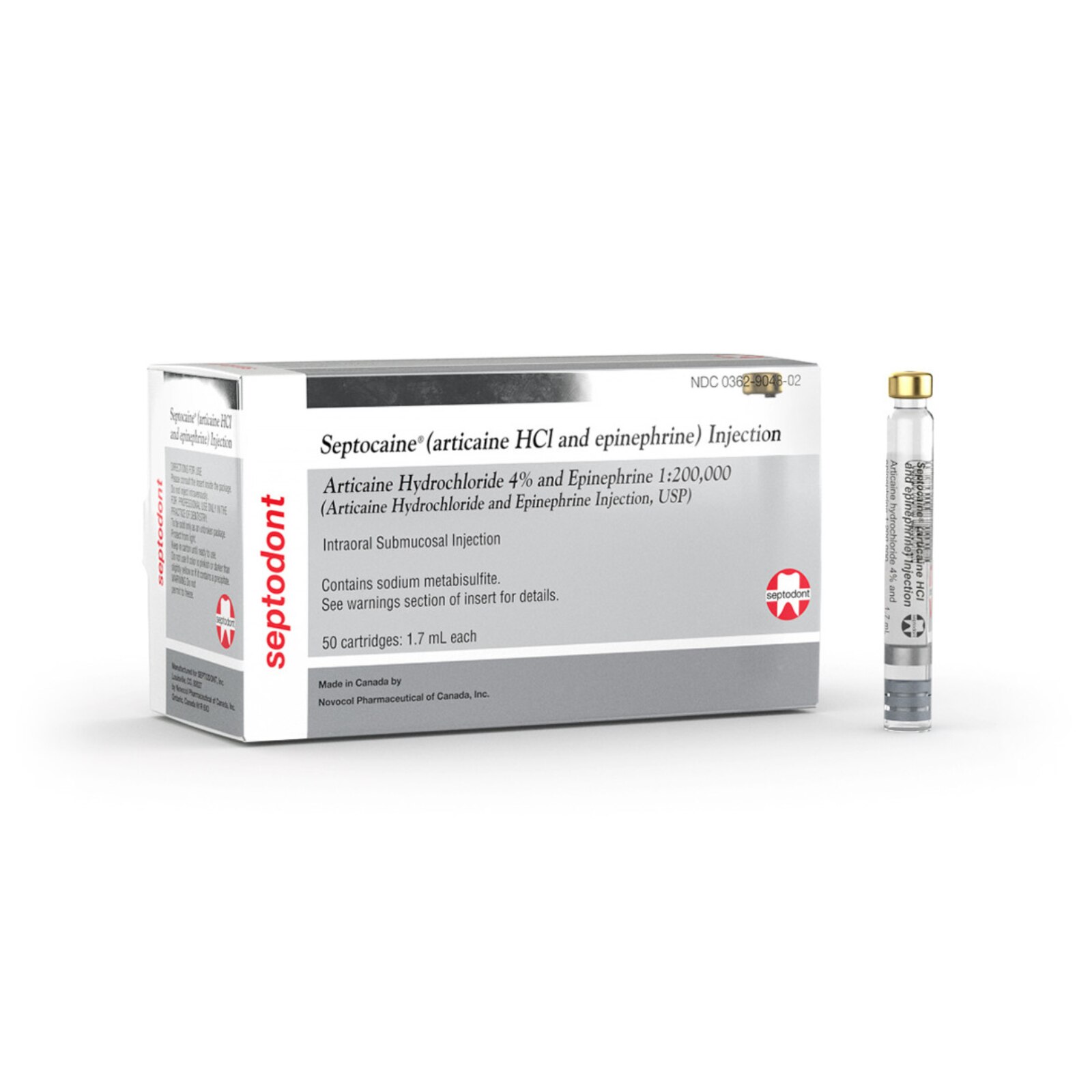 Septocaine (Articaine HCl 4%) w/Epi 1:200K 50/Box product image