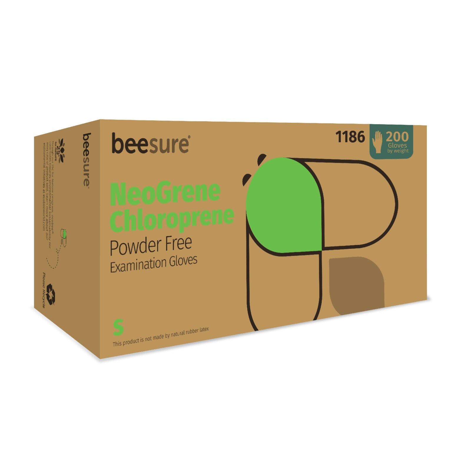 NeoGrene Chloroprene Exam Gloves, Powder-Free, Small, Green, 200/Box product image