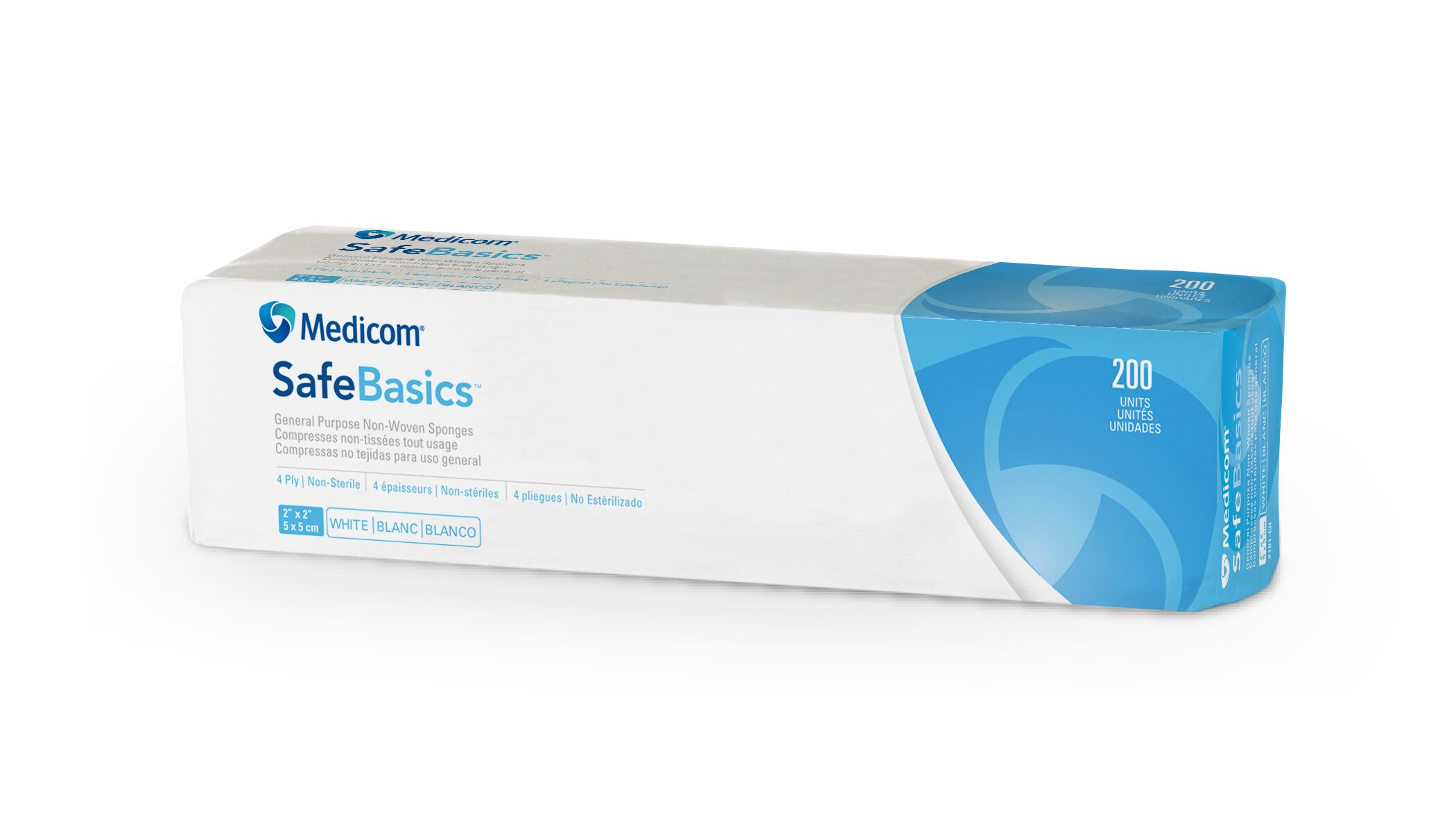 SafeBasics Non-Woven Sponges, Non-Sterile, 4-Ply, 2" x 2", 5000/Pk, 2101-CH product image
