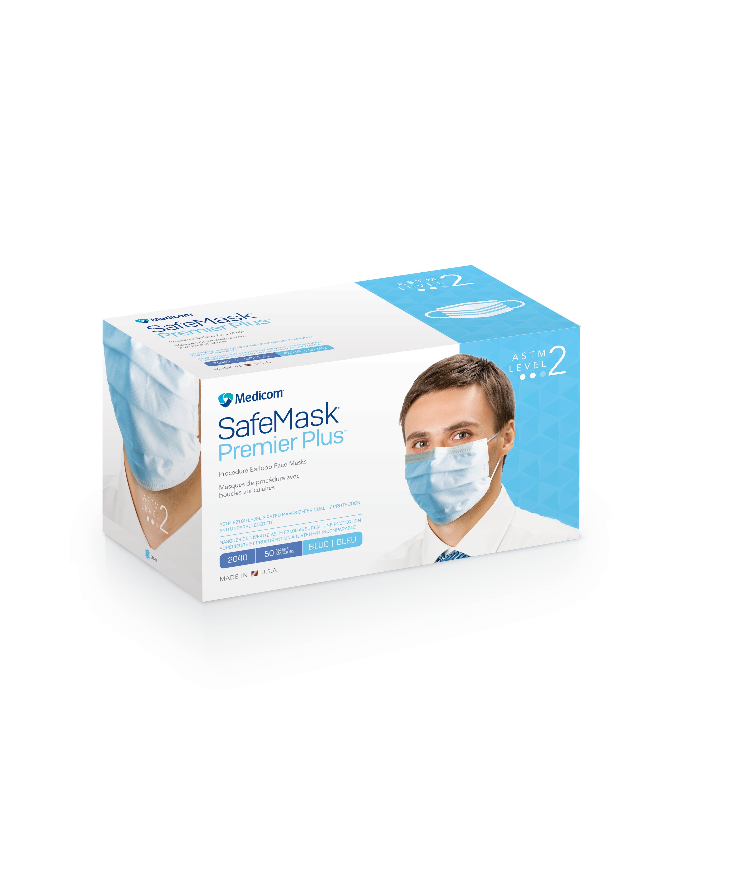 SafeMask Premier Plus Procedure Earloop, ASTM Level 2, Blue, 50/Box, 2040 thumbnail 8