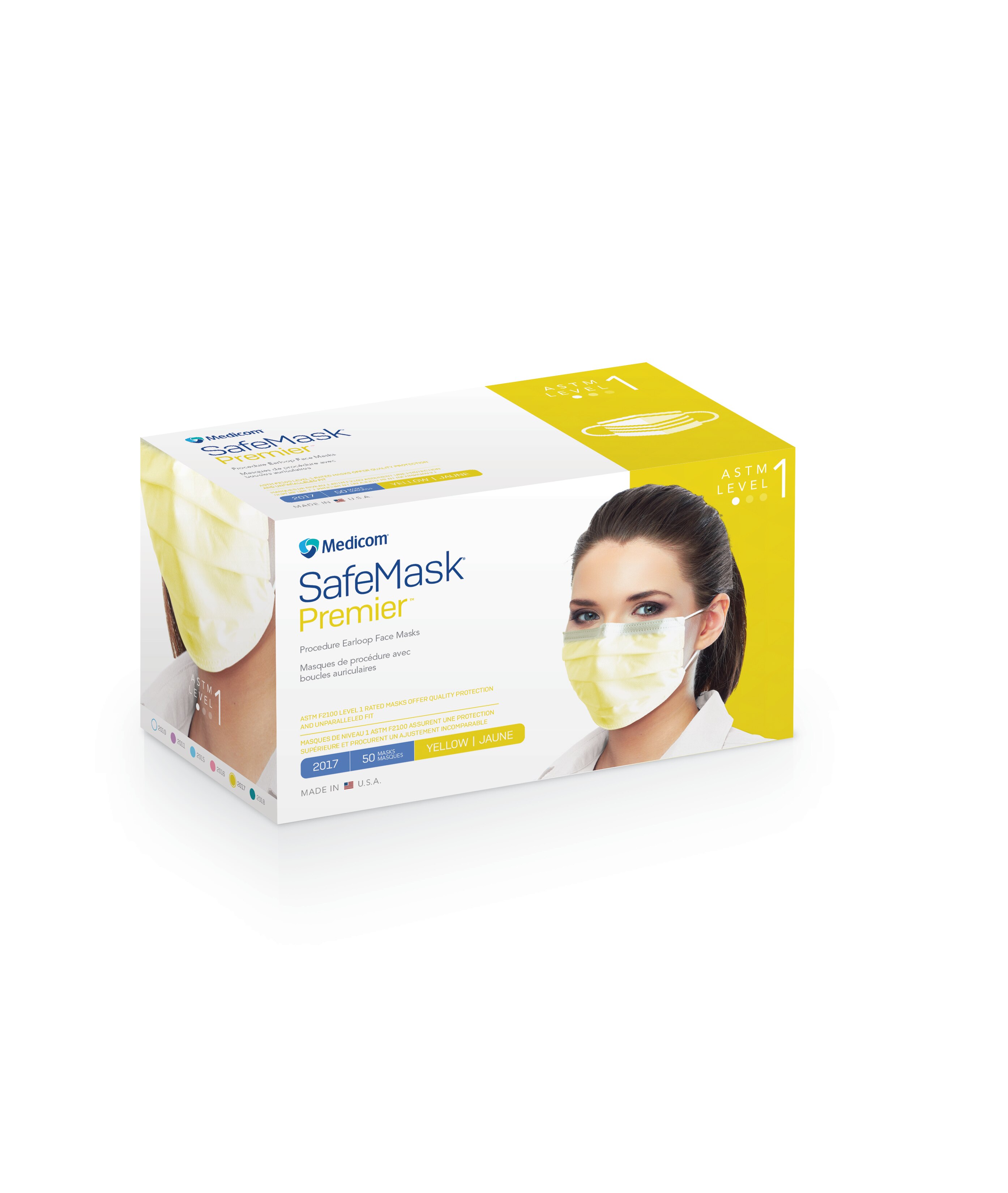 SafeMask Premier Procedure Mask ASTM Level 1 Yellow Adult 50/Bx thumbnail 10