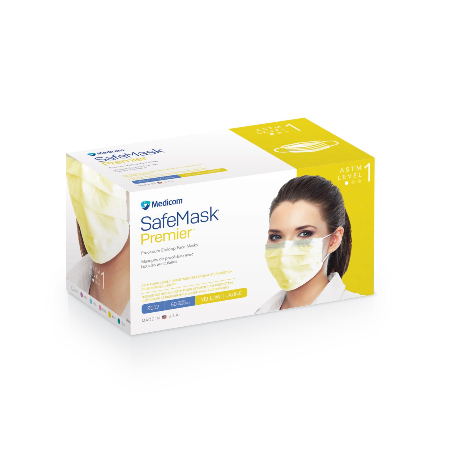 SafeMask Premier Procedure Mask ASTM Level 1 Yellow Adult 50/Bx thumbnail 11