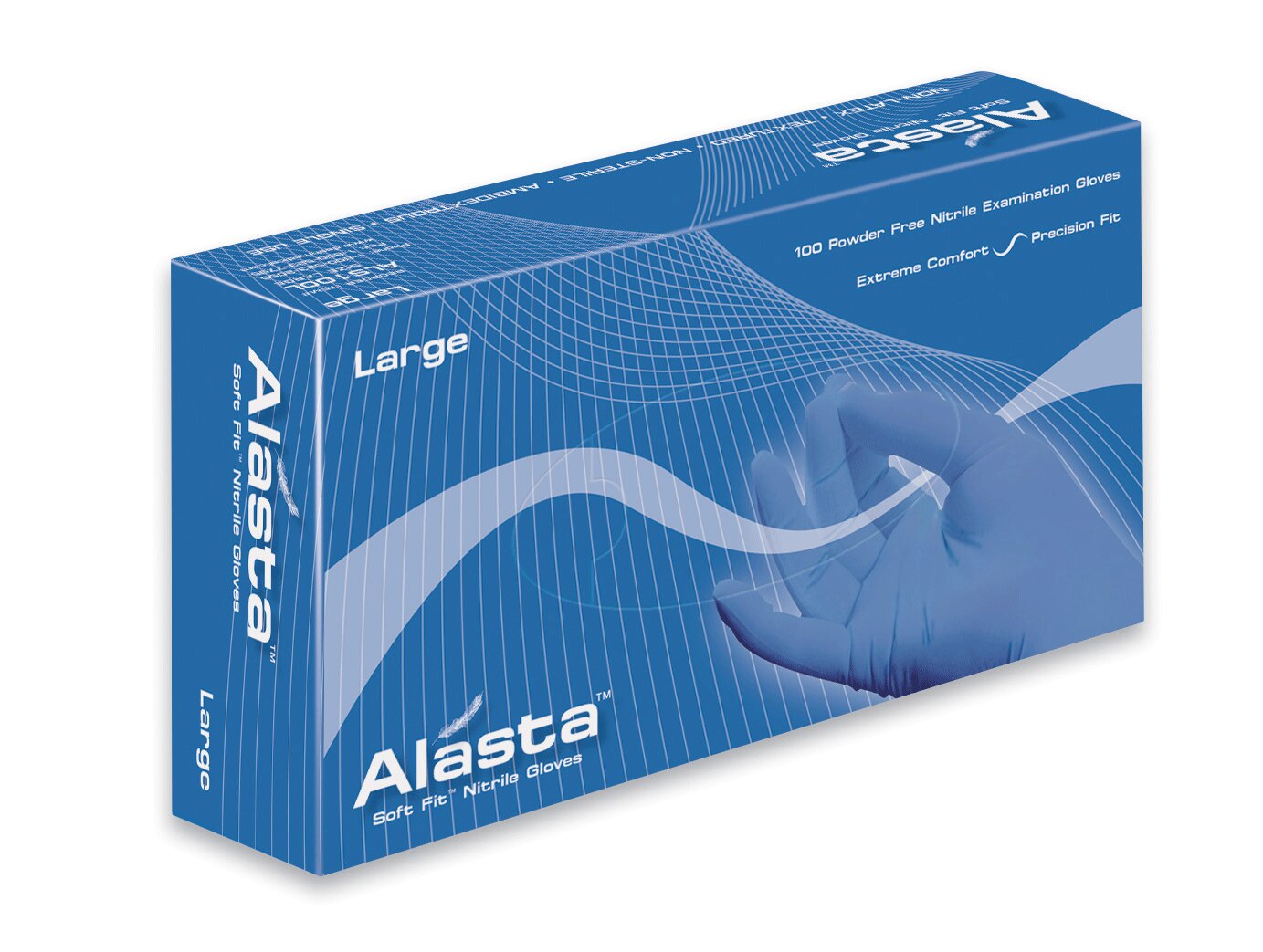 Alasta Soft Fit Nitrile Exam Gloves Large Blue Non-Sterile thumbnail 10