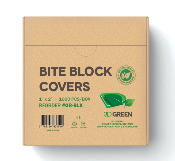 Biodegradable Bite Block Covers, 1" x 2", 1000/Pk, GR-BLK - Biodegradable Bite Block Covers, 1" x 2", 1000/Pk, GR-BLK - Image 1