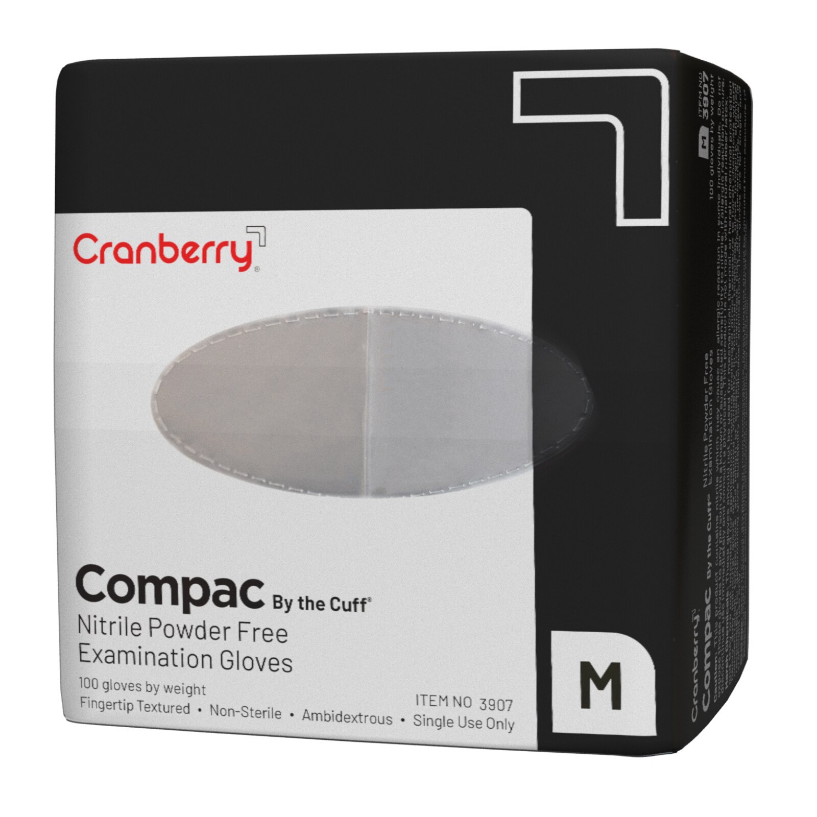 Cranberry Compac Nitrile Gloves Black 100/Bag Small thumbnail 2