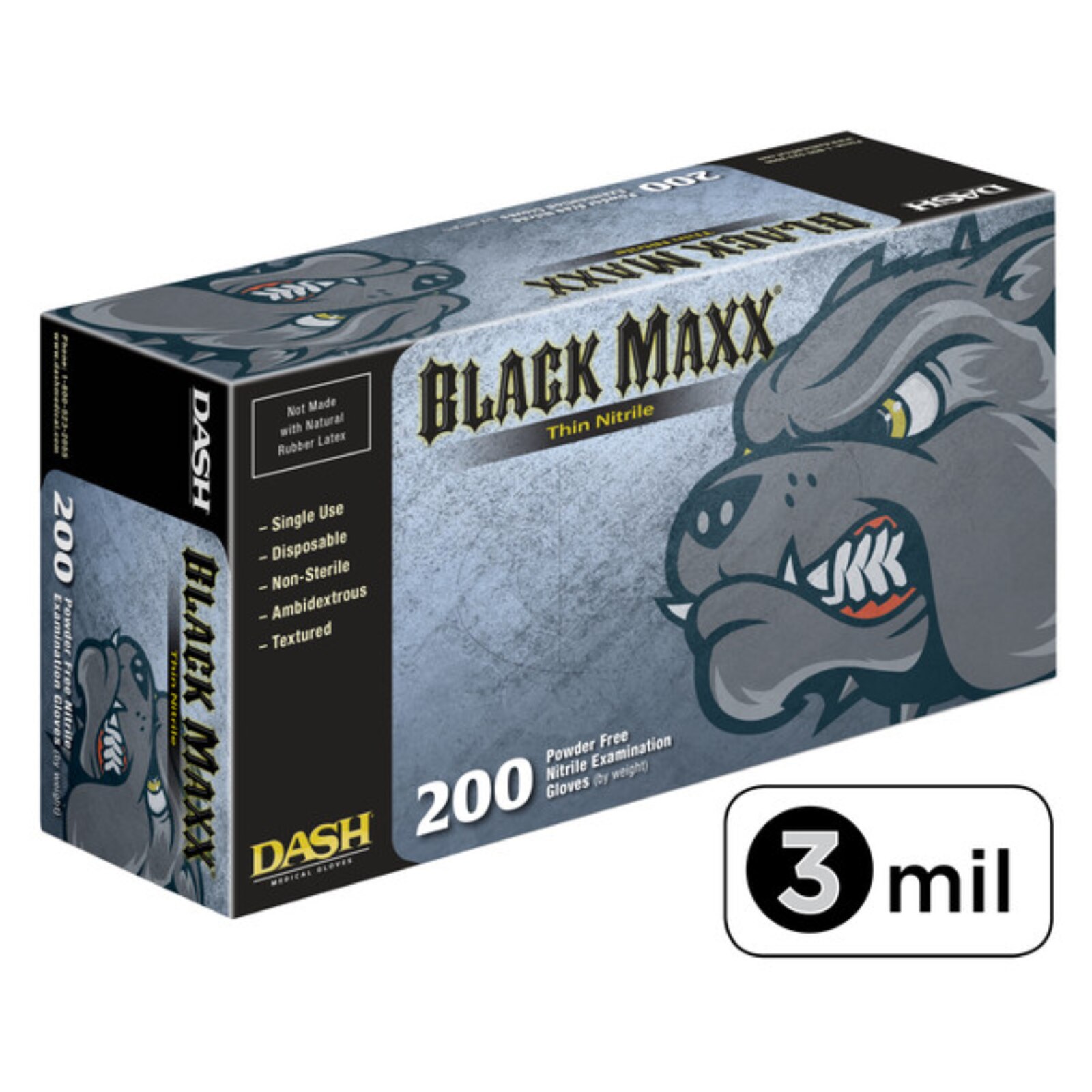 Black Maxx Nitrile Exam Gloves, Thin, Powder-Free, Large, 200/Box, BMNT200L thumbnail 5