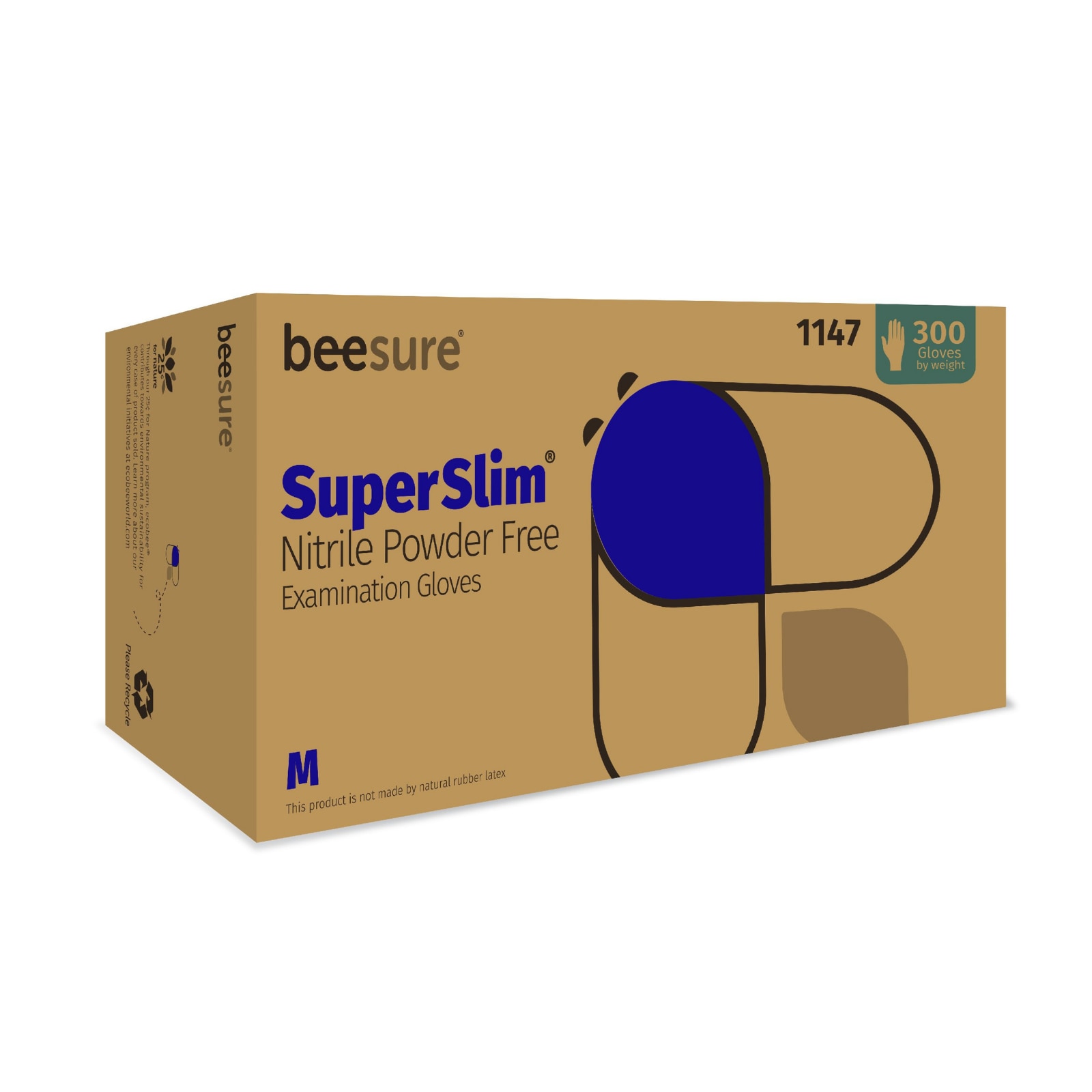 BeeSure Nitrile SuperSlim Gloves Medium 300/Bx image